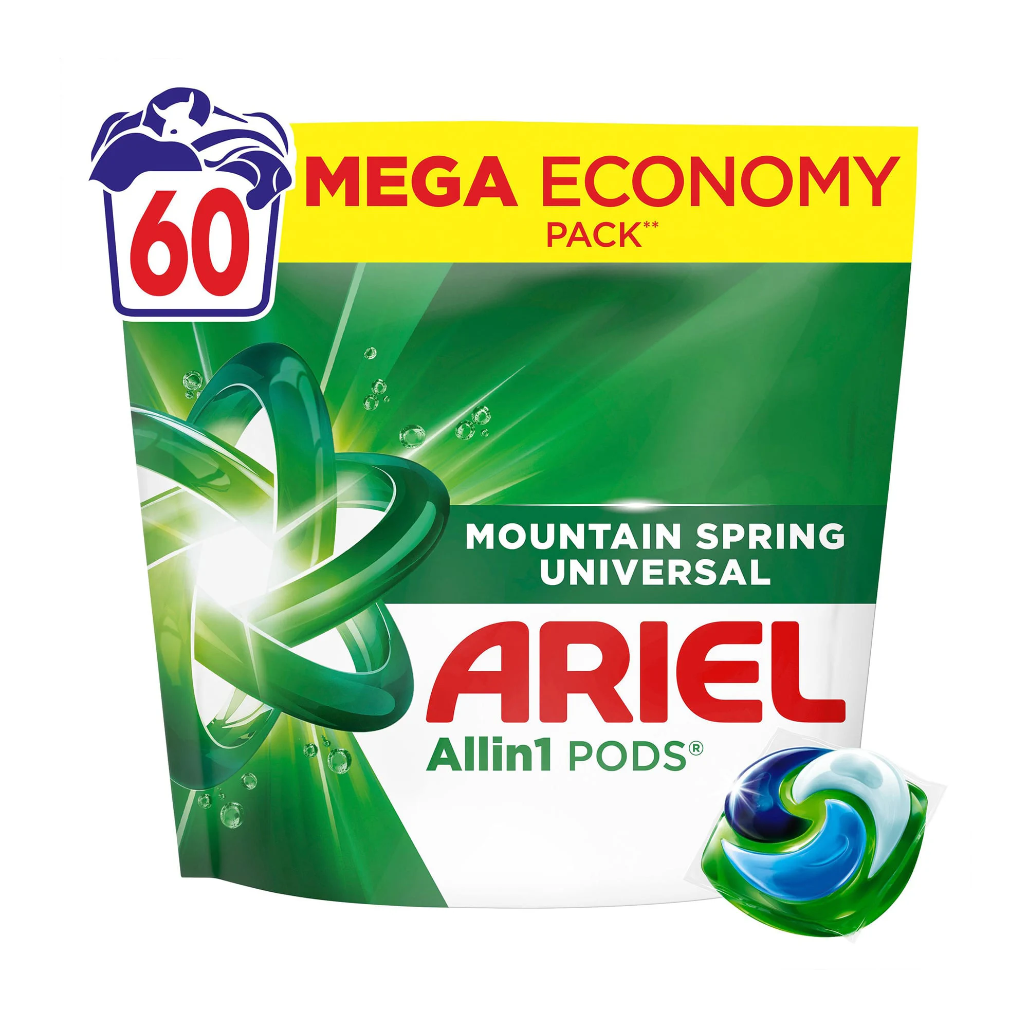Оксана Капсули для прання ARIEL All-in-1 Pods Mountain Spring Все в 1, Гірське джерело, 60 циклів прання, 60 шт photo