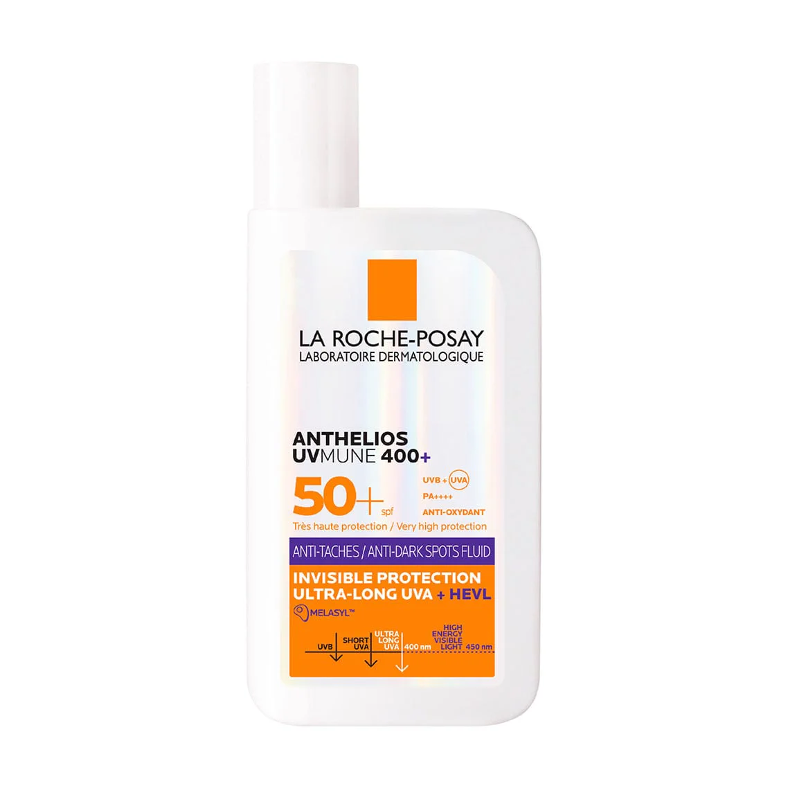 Карина Легкий солнцезащитный корректирующий флюид для лица La Roche-Posay Anthelios UVMune 400 Anti-Dark Spot Fluid, SPF 50+, против гиперпигментации, 40 мл photo