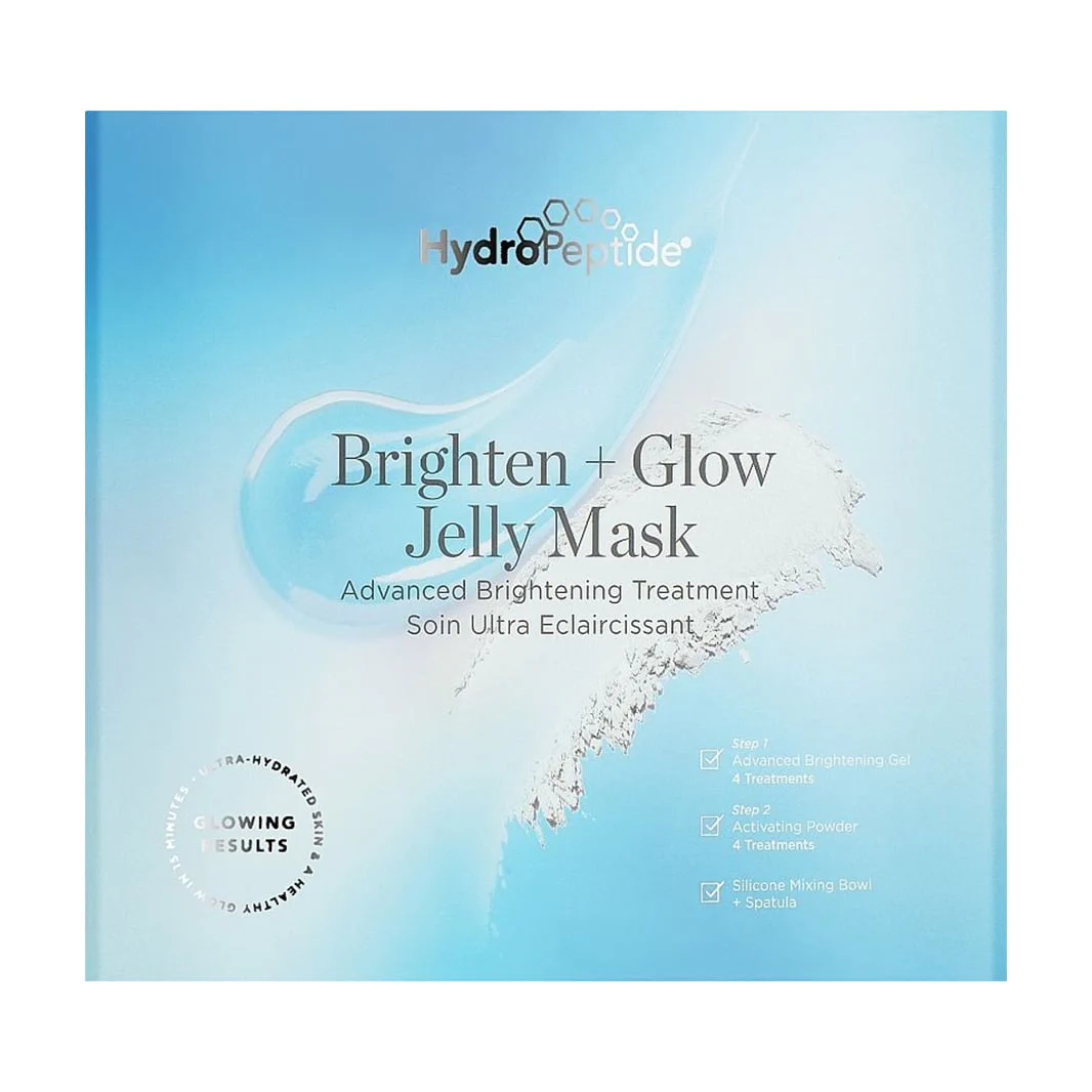 Юлія Б. Освітлювальна гелева маска-плівка для обличчя HydroPeptide Brighten + Glow Jelly Mask (гель, 4*65 г + пудра, 4*6.5 г + миска, 1 шт + шпатель, 1 шт) photo