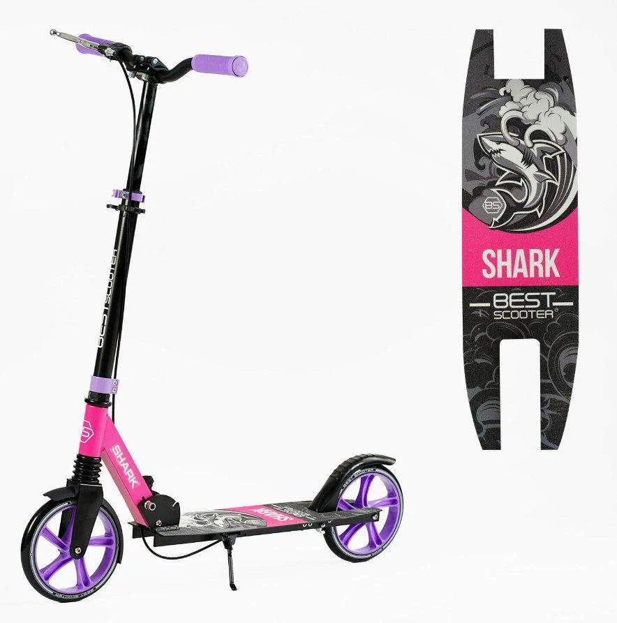 Наталія З. Самокат двоколісний "Best Scooter" SH-30610 - "SHARK", з ручним гальмом, затискач керма, колеса PU - 20 см, 1 амортизатор (1936615) photo