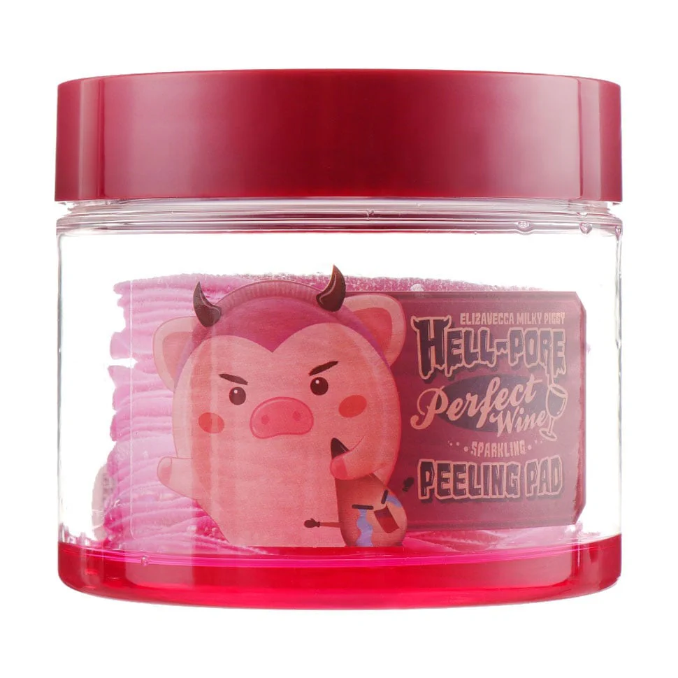 Каріна К. Очищающие пилинг-пады Elizavecca Milky Piggy Hell-Pore Perfect Wine Sparkling Peeling Pad на основе красного вина, 30 шт photo