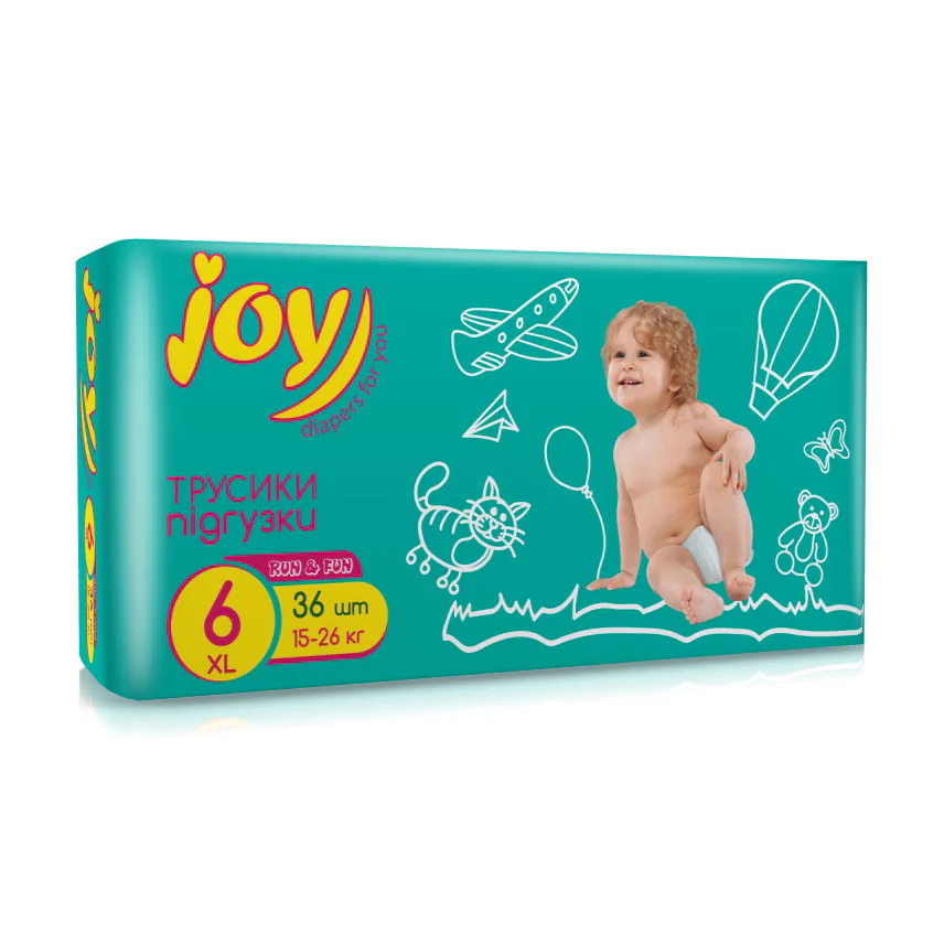 Юлія Воронюк Трусики-підгузки Joy Run & Fun розмір 6 (15-26 кг), 36 шт photo