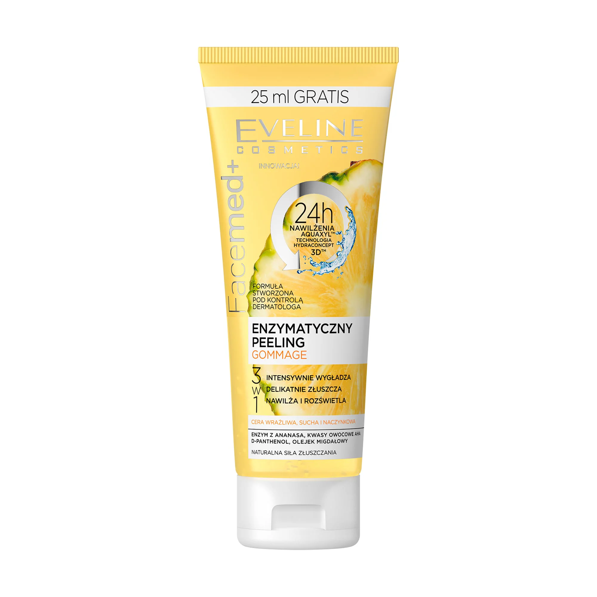 Марія Энзимный скраб-гоммаж для лица 3 в 1 Eveline Cosmetics Facemed+ для чувствительной, сухой и склонной к покраснениям кожи, 75 мл photo