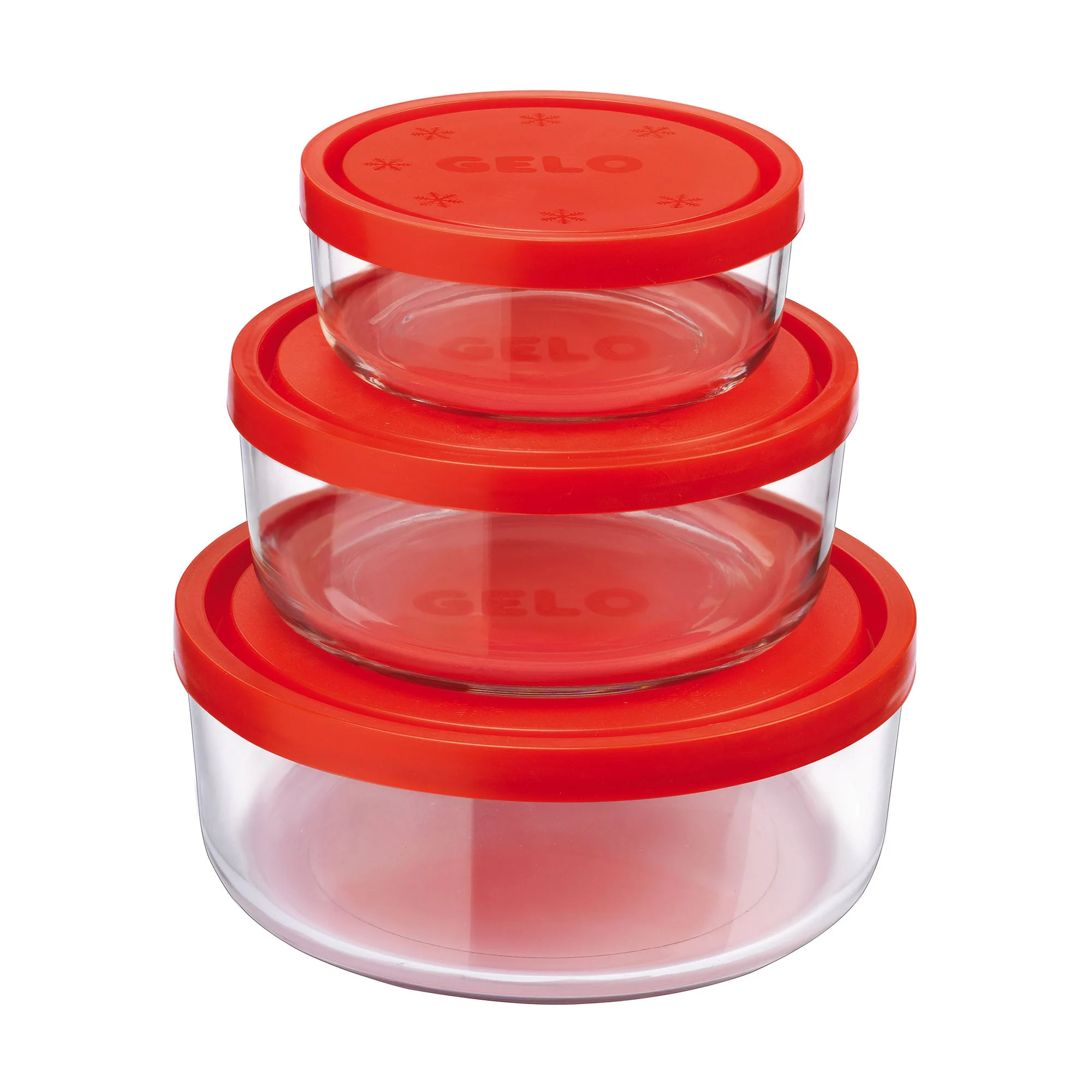 Юлия К. Набір круглих ємностей з кришками Bormioli Rocco Gelo Red, 3 шт (226017S02021990) photo