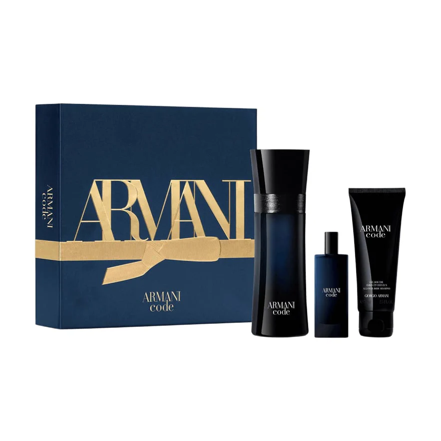 Марина Парфюмированный набор мужской Giorgio Armani Code Pour Homme (туалетная вода, 15 мл + туалетная вода, 75 мл + гель для душа, 75 мл) photo