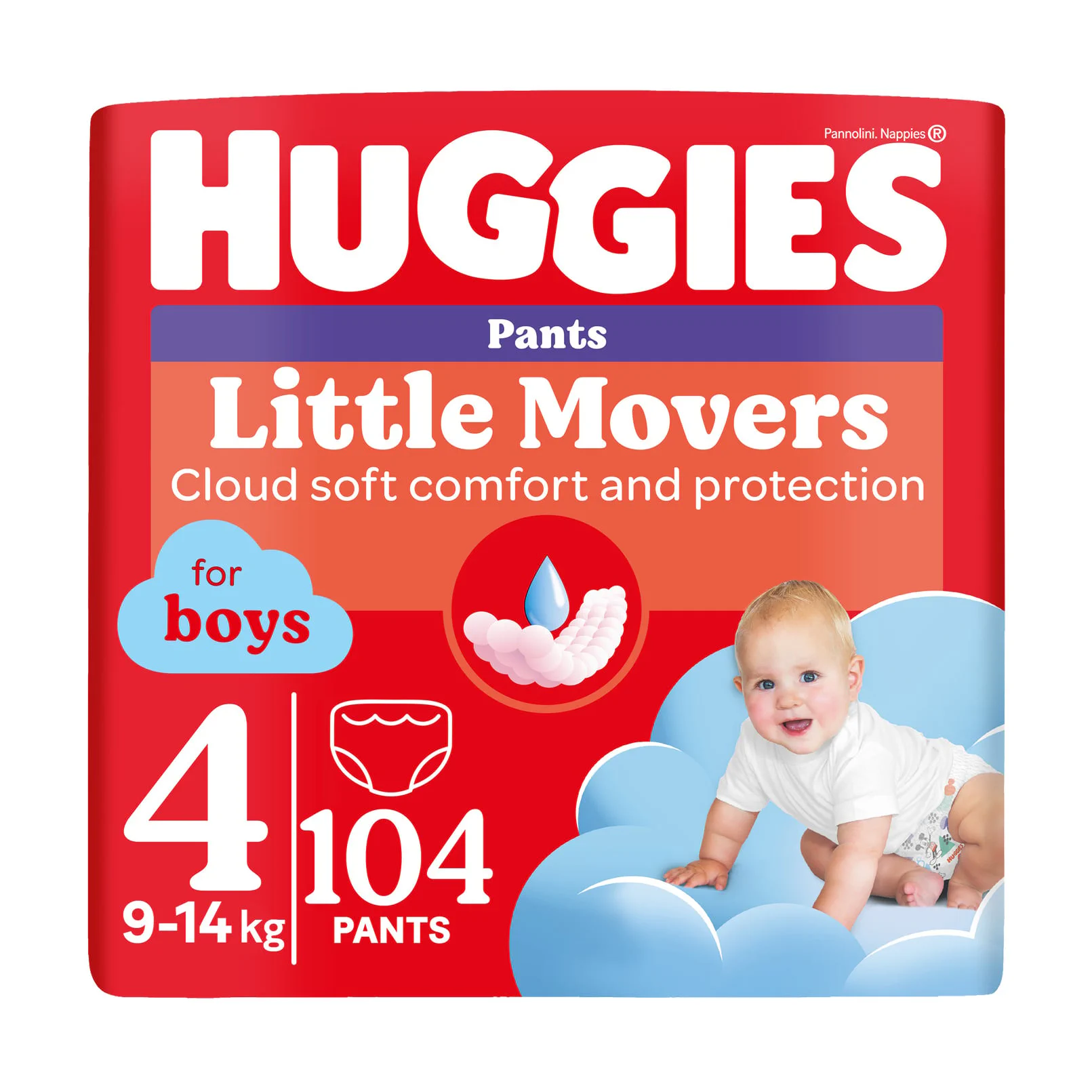 Марія Підгузки-трусики Huggies Little Movers Pants для хлопчиків, розмір 4 (9-14 кг), 104 шт photo