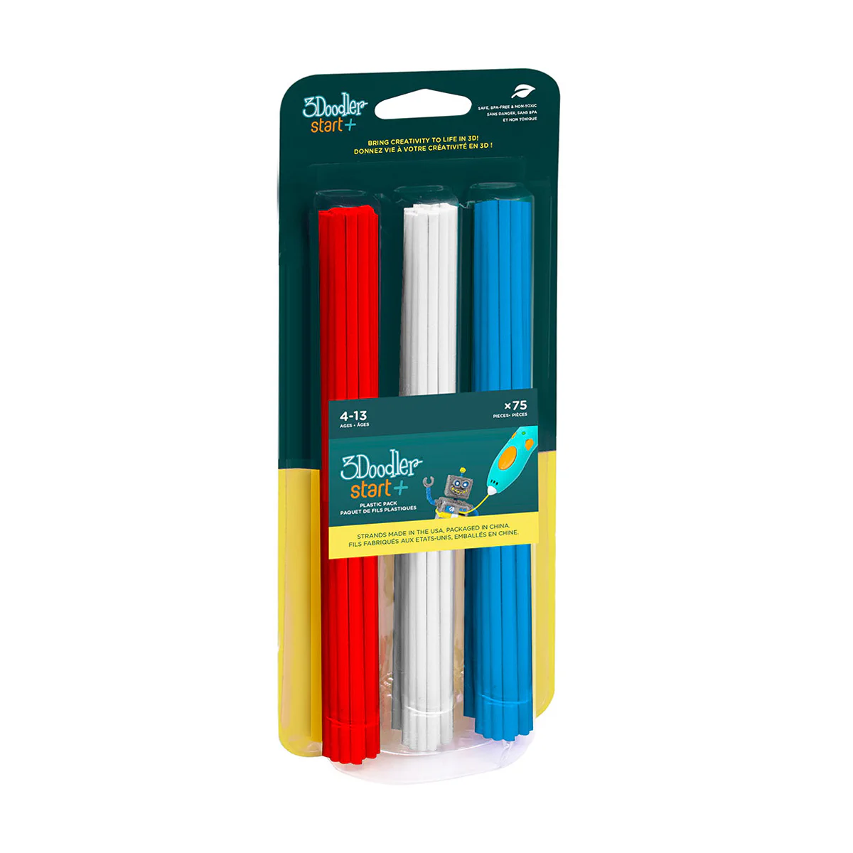 Анна Набір стрижнів для 3D-ручки 3Doodler Start Мікс, 75 шт, червоний, білий, синій, від 4 років (3DS-ECO-MIX1-75) photo
