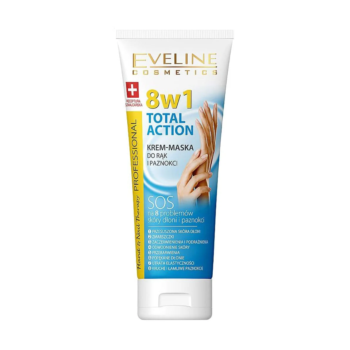 Марина Восстанавливающая крем-маска для рук и ногтей Eveline Cosmetics Hand & Nail Professionak Therapy 8 In1 Total Action Cream-Mask, 75 мл photo