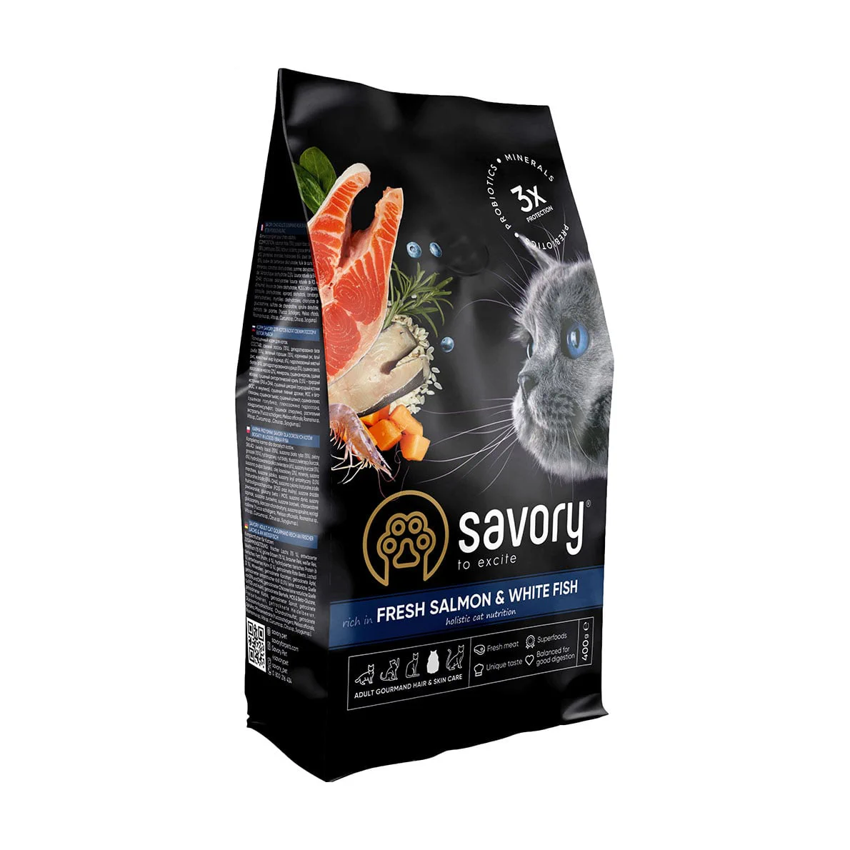Лілія З. Сухий корм для довгошерстих дорослих кішок Savory Adult Gourmand Fresh Salmon & White Fish з лососем та білою рибою photo