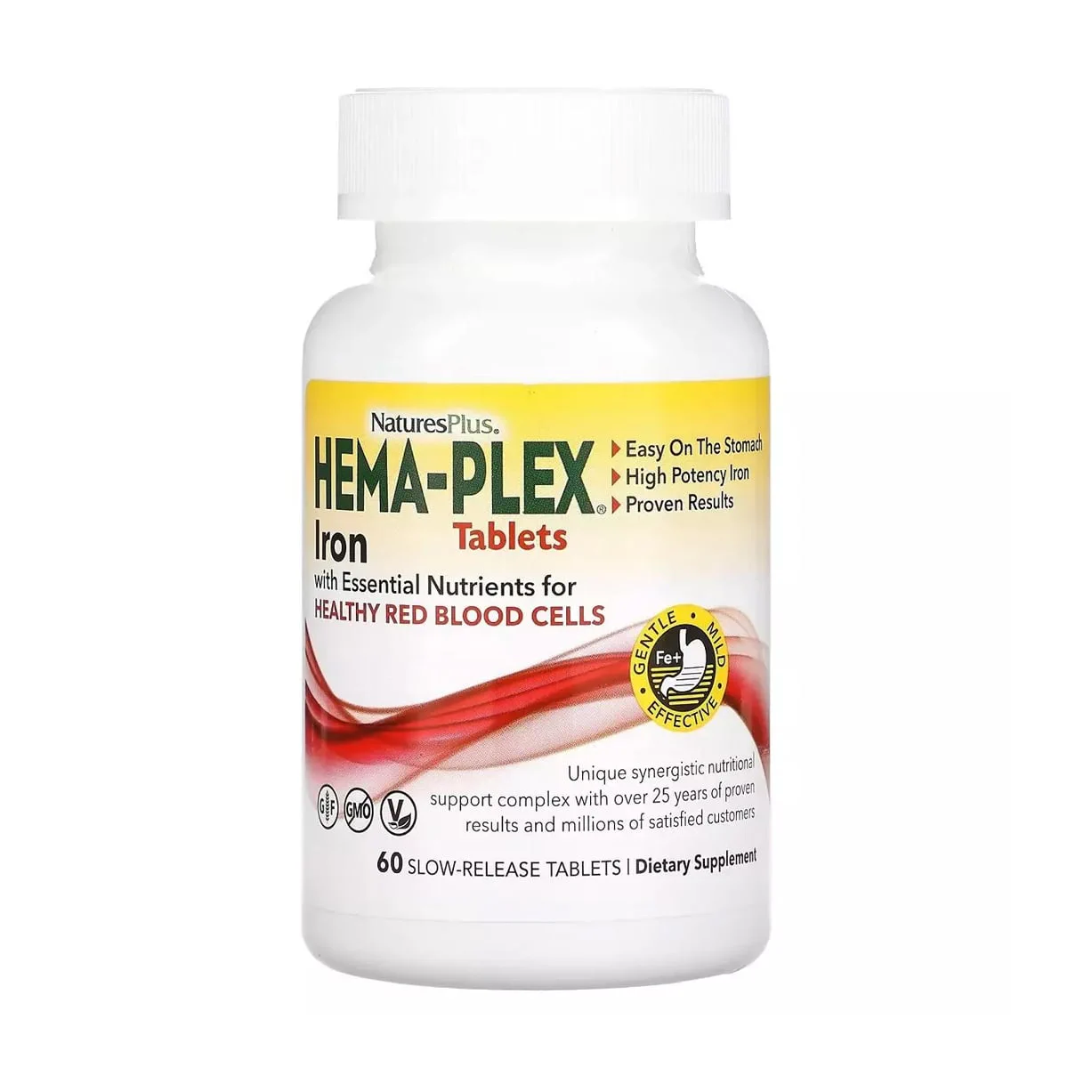 Марина Железо и питательные вещества для здоровья эритроцитов NaturesPlus Hema-Plex Iron with Essential Nutrients в таблетках photo