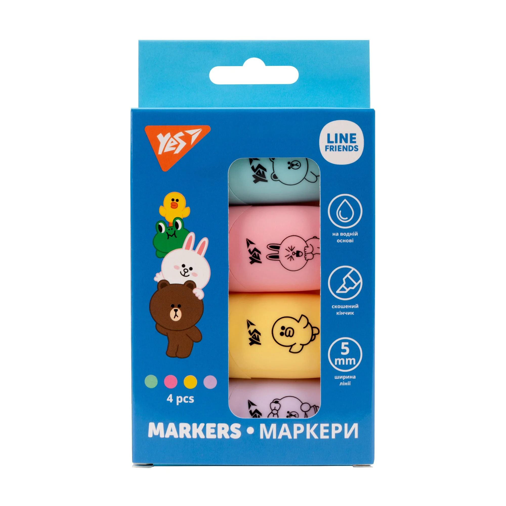 Ольга К. Набор маркеров-текстовыделителей YES Line Friends, 4 цвета photo