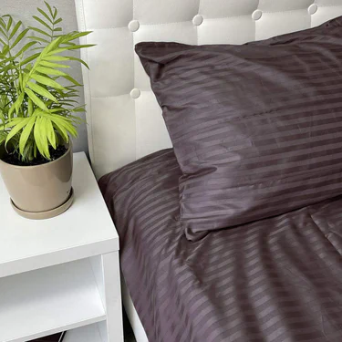 Комплект постільної білизни SoundSleep 113341  Сімейний  атласна смужка коричневий (1144331)