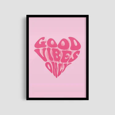 Постер Roomy "Good Vibes Pink" Біла рамка з глянцевим склом A2 (59.4x42 cm.) (1297553)