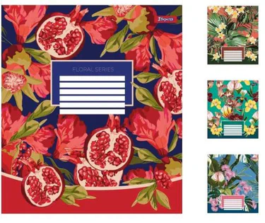 Тетради ученические 60 листов клетка 1В Floral series, зошит для записів 10 шт. в упаковке 766464 (1481853)