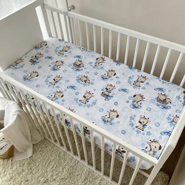 Простирадло на гумці Baby Comfort 120*60 см бязь Жираф блакитний (1521203)