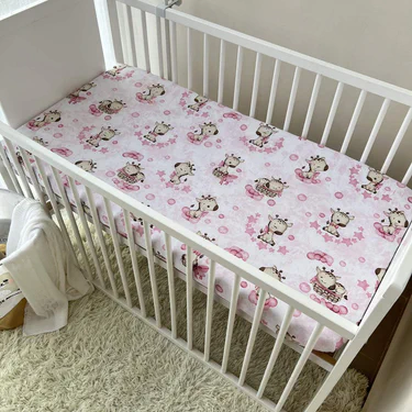Простирадло на гумці Baby Comfort 120*60 см бязь Жираф рожевий (1521205)