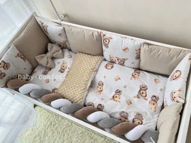 Комплект постільної білизни Baby Comfort Fluffy Зайки бежевий 7 елементів (1521287)