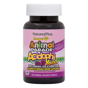 Пробіотики та пребіотики Animal Parade Acidophi Kidz, 90 жувальних таблеток - ягоди Natures Plus fit0014171 (1850153)