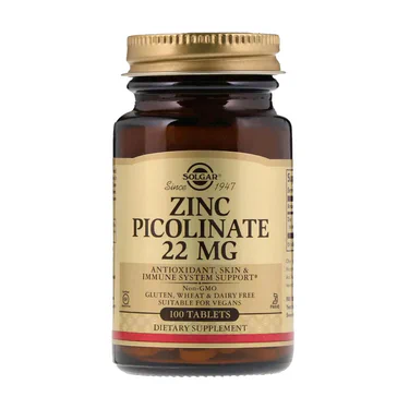 Пиколинат цинка Solgar Zinc Picolinate 22 мг, 100 таблеток