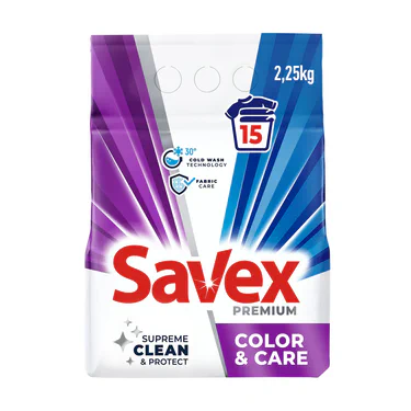Стиральный порошок Savex Premium Color & Care, 15 стирок, 2.25 кг