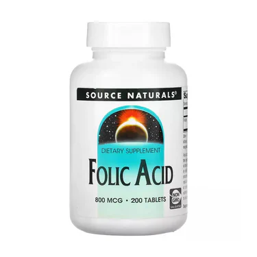 Фолієва кислота Source Naturals Folic Acid 800 мкг, 200 таблеток
