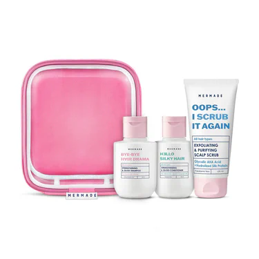 Набор для волос в косметичке Mermade Hair Care Try Kit (шампунь, 85 мл + скраб, 100 мл + кондиционер, 85 мл)