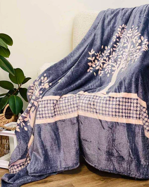 Плед Ecotton 150х220 см из микрофибры Well Soft Деревья синий (925053)