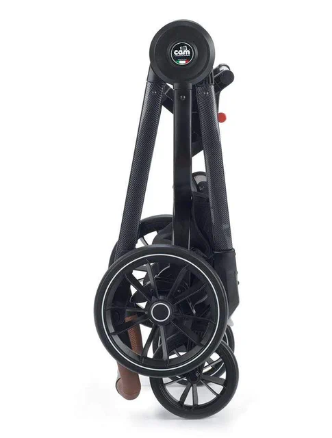 Коляска 2 в 1 CAM TECHNO SOFTY, рама черный карбон, цвет синий с глиттером (805T/V98/977/513K) (2151553)