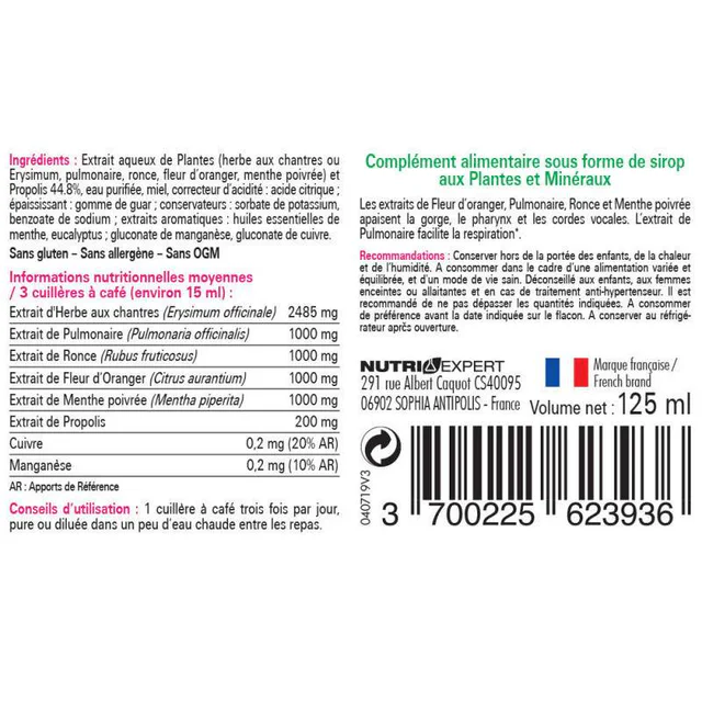 Комплекс для профилактики дыхательной системы NUTRIEXPERT ELIXIR DU PÈRE SIMON 125 ml /25 servings/ (871925)